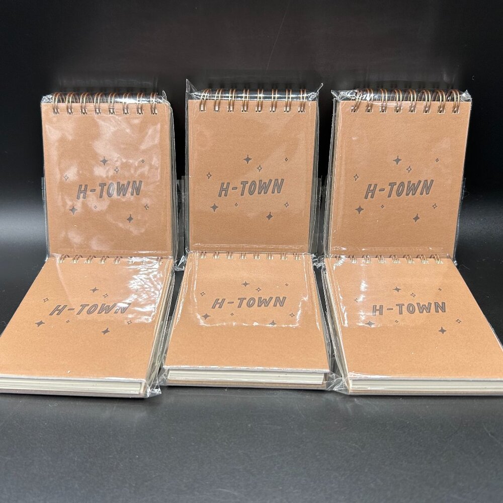 Houston H-Town Mini Spiral Pocket Notebook Memo Pads Brown Spiral Set of 6 NWT